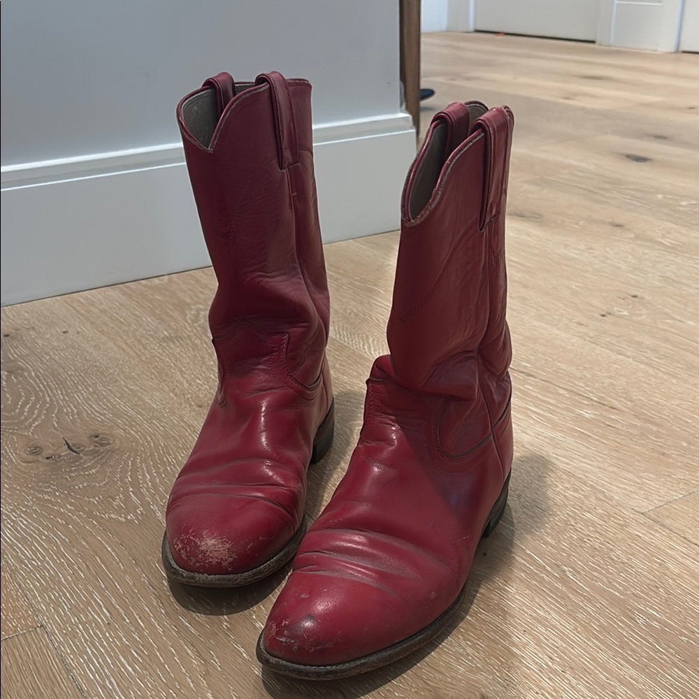 Vintage Red Leather Boots